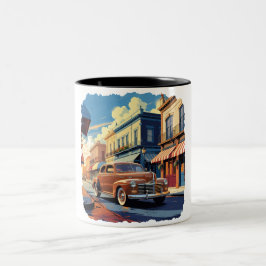 Retro-Stadtstraßenszene Zweifarbige Tasse