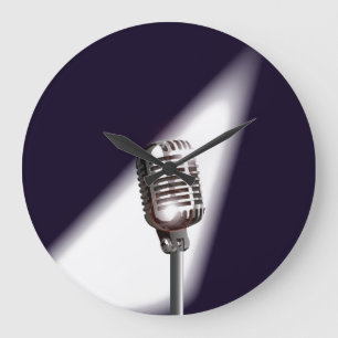 Retro Stage Microphone Große Wanduhr