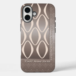 Retro-Stamm in Taupe und Almond (Personalisiert) iPhone 16 Plus Hülle