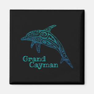 Retro Stammes-Delfin Grand Cayman Islands Vintage Magnet