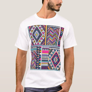 Retro-Stammes, Vintages geometrisches Muster. T-Shirt