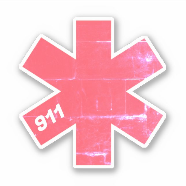 Retro Star of Life EMS 911 Aufkleber (Vorderseite)