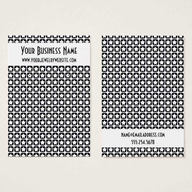 Retro Star Patterns BW Earring Display Card (Vorne & Hinten)