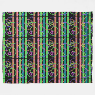 Retro Star Stripe Swirl Fleece-Decke Fleecedecke