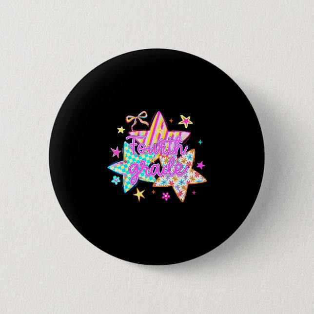 Retro-Star Vierte Klasse zurück zur Schule 4. Klas Button (Vorderseite)