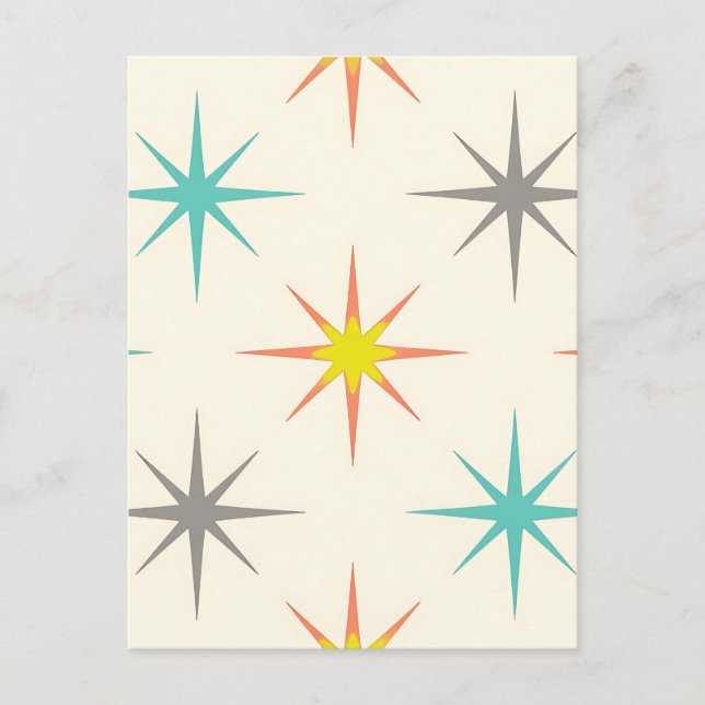 Retro Starburst Mid-Century Pattern Postkarte (Vorderseite)