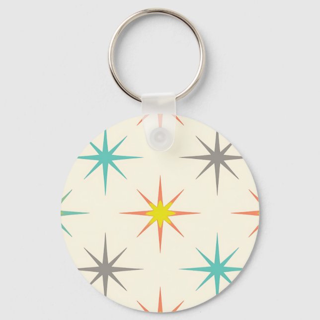 Retro Starburst Mid-Century Pattern Schlüsselanhänger (Vorderseite)