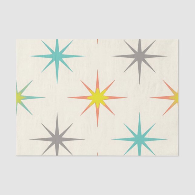 Retro Starburst Muster der Mitte des Jahrhunderts Seidenpapier (Vorderseite)
