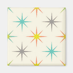 Retro Starburst-Muster im Stil der Mitte des 20. J Magnet