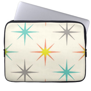 Retro Starburst-Muster im Stil der Mitte des Jahrh Laptopschutzhülle