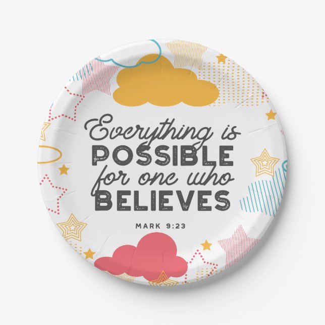 Retro Starry Sky Art Muster mit Bible Verse Pappteller (Vorderseite)