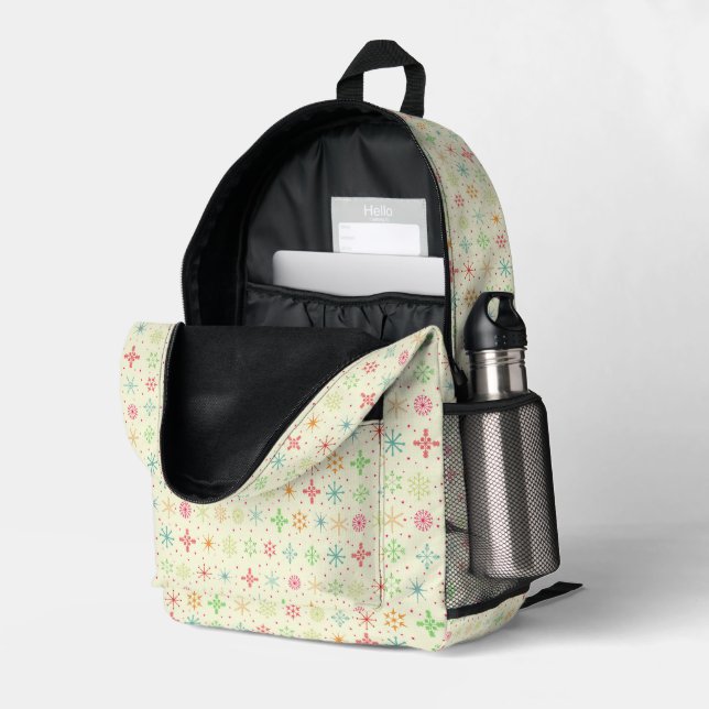 Retro-Stars-Backpack #3 Bedruckter Rucksack (Rückseitige Ecke links (Offen) )