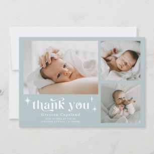 Retro Stars Boy Blue Birth Announccard Ankündigung