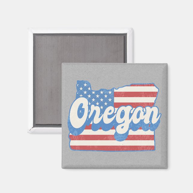 Retro Stars & Stripes Silhouette Magnet (Vorderseite/Rückseite)