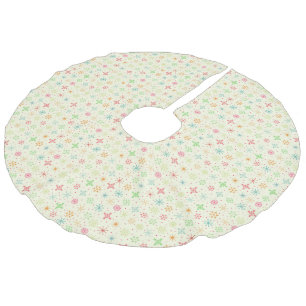 Retro Stars Tree Skirt Leinenimitat Weihnachtsbaumdecke