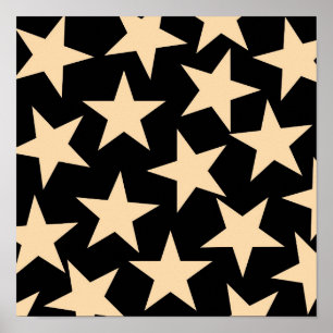 Retro Stars Y2K Pattern with Black Background Poster