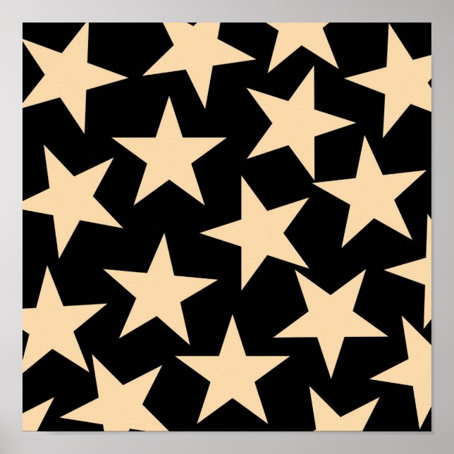 Retro Stars Y2K Pattern with Black Background Poster (Vorne)