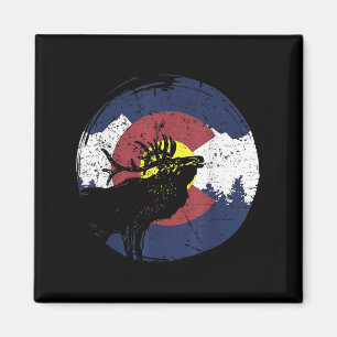 Retro State Flag Colorado Rocky Berge Skifahren Magnet