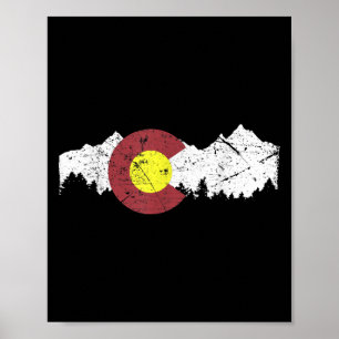 Retro State Flag Colorado Rocky Berge Skifahren Poster