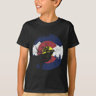 Retro State Flag Colorado Rocky Berge Skifahren T-Shirt