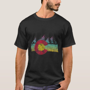 Retro-State-Flagge Colorado Rocky Mountains Skifah T-Shirt