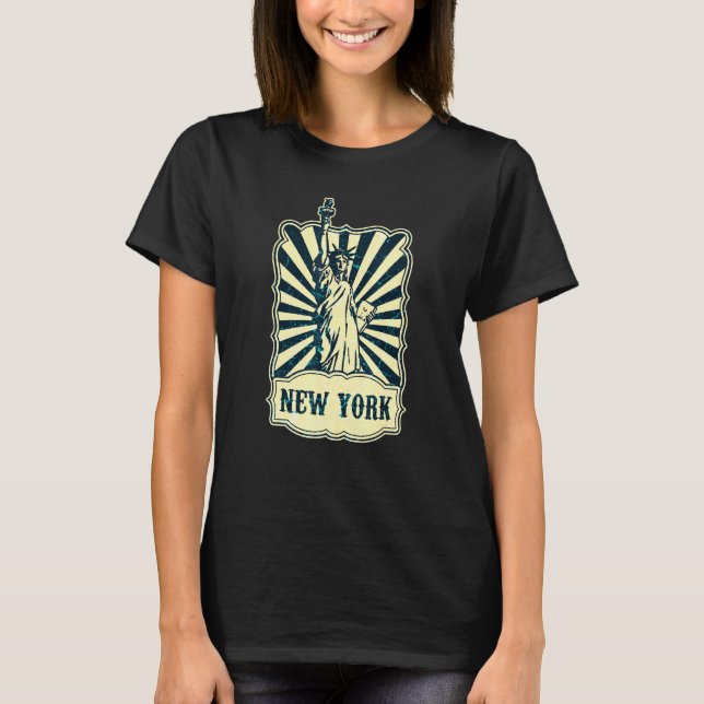 Retro Statue of Liberty New York City Amerika T-Shirt (Vorderseite)