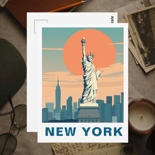 Retro-Statue of Liberty New York City Reise Postkarte
