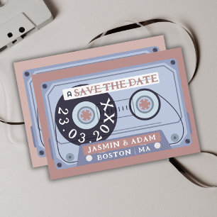 Retro-Staubiges Rosa-Kassette-Band-Speichern-Sie-D Save The Date