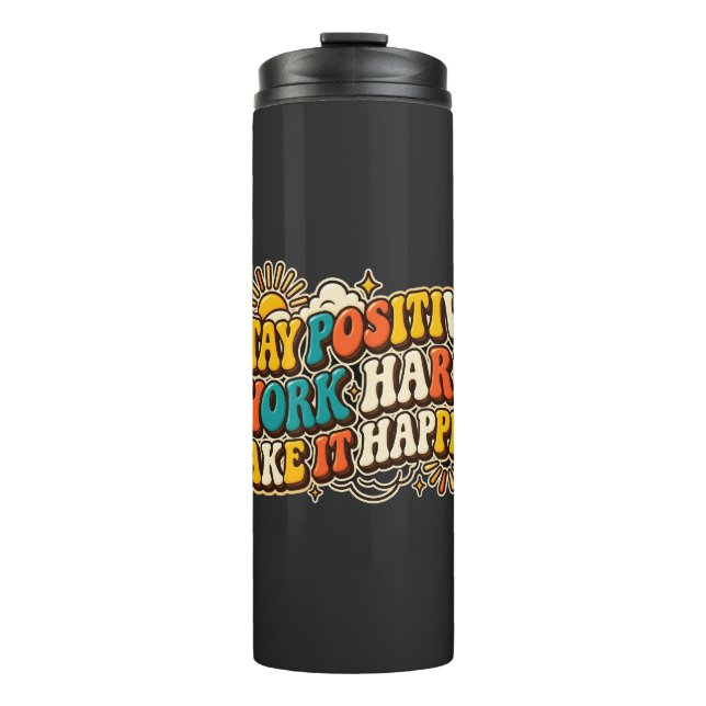 Retro Stay Positive Thermal Tasse (Vorderseite)