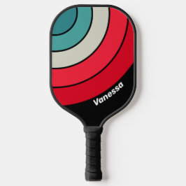 Retro Stealth Circle Streifen mit Namen Pickleball Schläger