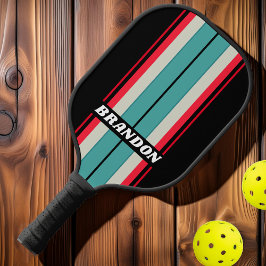 Retro Stealth Rainbow Board Streifen mit Namen Pickleball Schläger