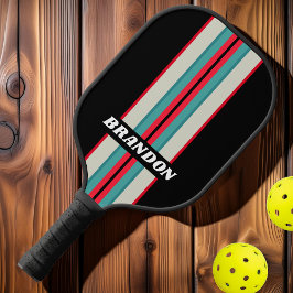 Retro Stealth Rainbow Kundgebung Streifen mit Name Pickleball Schläger