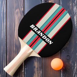Retro Stealth Rainbow Kundgebung Streifen mit Name Tischtennis Schläger