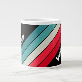 Retro Stealth Rainbow Striped with Name Jumbo-Tasse