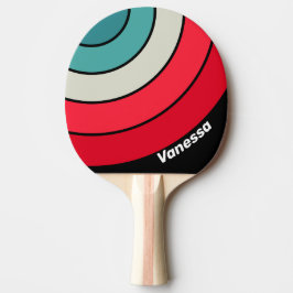Retro-Stealth-Regenbogen-Kreis-Streifen mit Namen Tischtennis Schläger