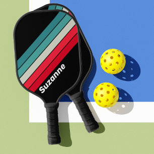 Retro-Stealth-Regenbogen mit Namen Pickleball Schläger