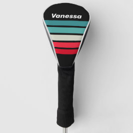 Retro-Stealth-Regenbogen-Querstreifung mit Namen Golf Headcover