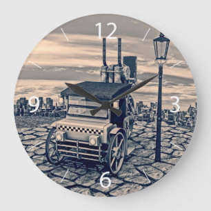 Retro Steam Cab-Taxi Große Wanduhr