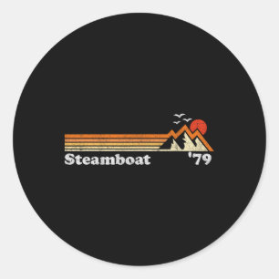Retro Steamboat Ski Resort Colorado Snowboard Moun Runder Aufkleber