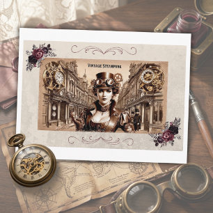 Retro-Steampunk-Damen-Brille-Uhr-Postkarte Postkarte