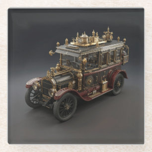 Retro-Steampunk-Polizeikreuzer Glasuntersetzer