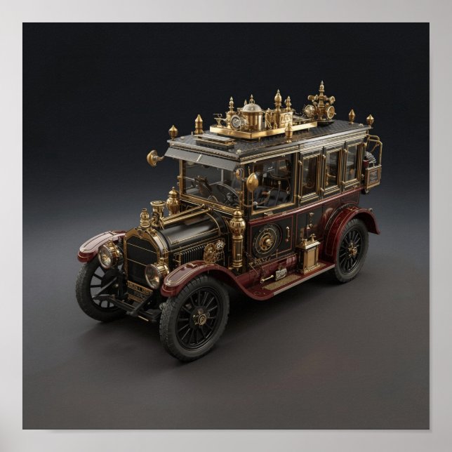 Retro-Steampunk-Polizeikreuzer Poster (Vorne)