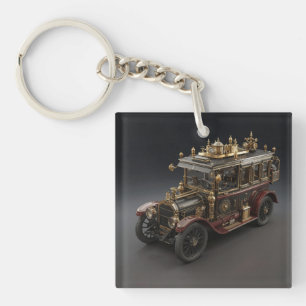 Retro-Steampunk-Polizeikreuzer Schlüsselanhänger
