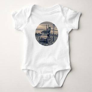 Retro-Steampunk-Taxidroschken-Stadt Kunst Baby Strampler
