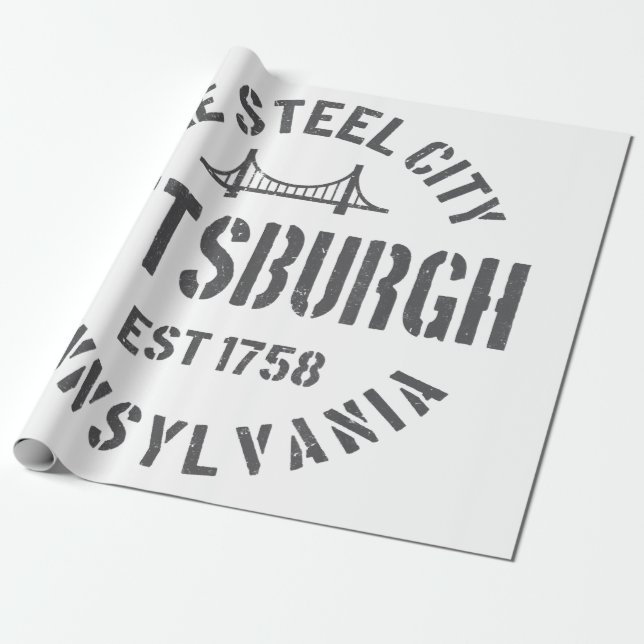 Retro Steel City Pittsburgh Pennsylvania Yinz vint Geschenkpapier (Ungerollt)