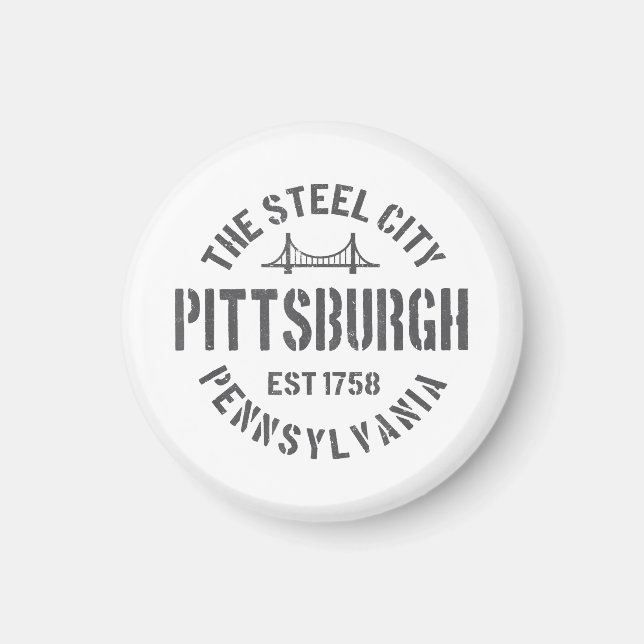 Retro Steel City Pittsburgh Pennsylvania Yinz vint Magnet (Vorne)