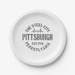 Retro Steel City Pittsburgh Pennsylvania Yinz vint Pappteller