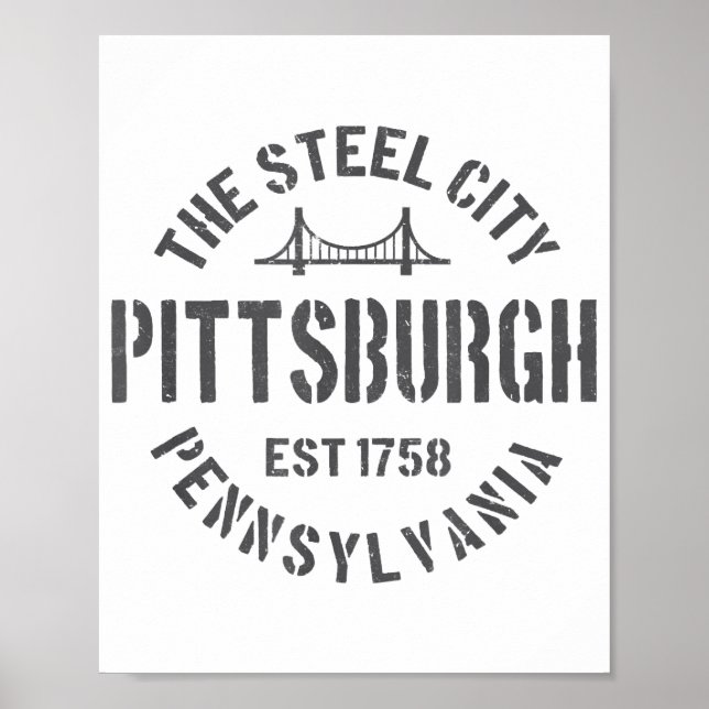 Retro Steel City Pittsburgh Pennsylvania Yinz vint Poster (Vorne)