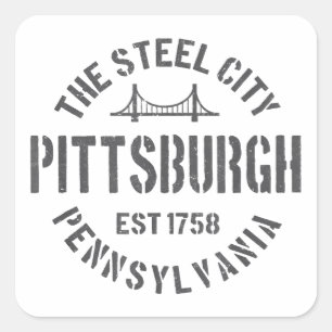 Retro Steel City Pittsburgh Pennsylvania Yinz vint Quadratischer Aufkleber