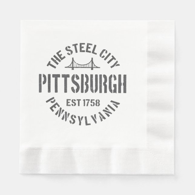 Retro Steel City Pittsburgh Pennsylvania Yinz vint Serviette (Vorderseite)